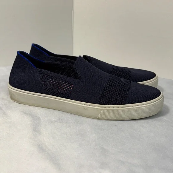 Rothy’s The Original Slip On Sneaker Maritime Lattice Stitch Navy Blue Size 8 - Picture 2 of 7